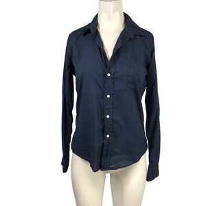 Frank & Eileen Barry Navy Blue Cotton Button Up Shirt XS Long Sleeve Tailored